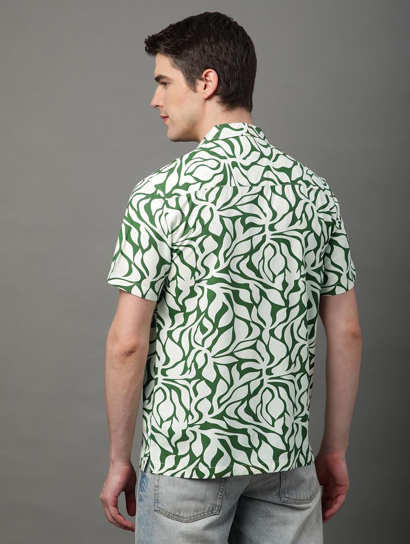green rayon casual shirt - 21156029 - Standard Image - 3