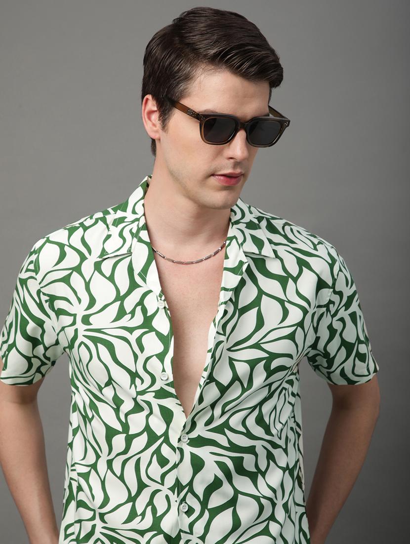 green rayon casual shirt - 21156029 - Standard Image - 5