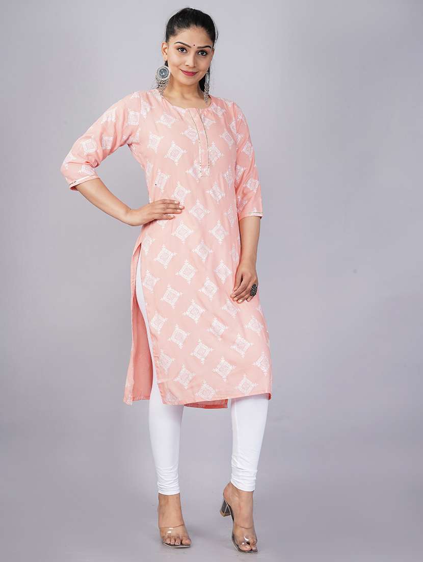 pink viscose straight kurta