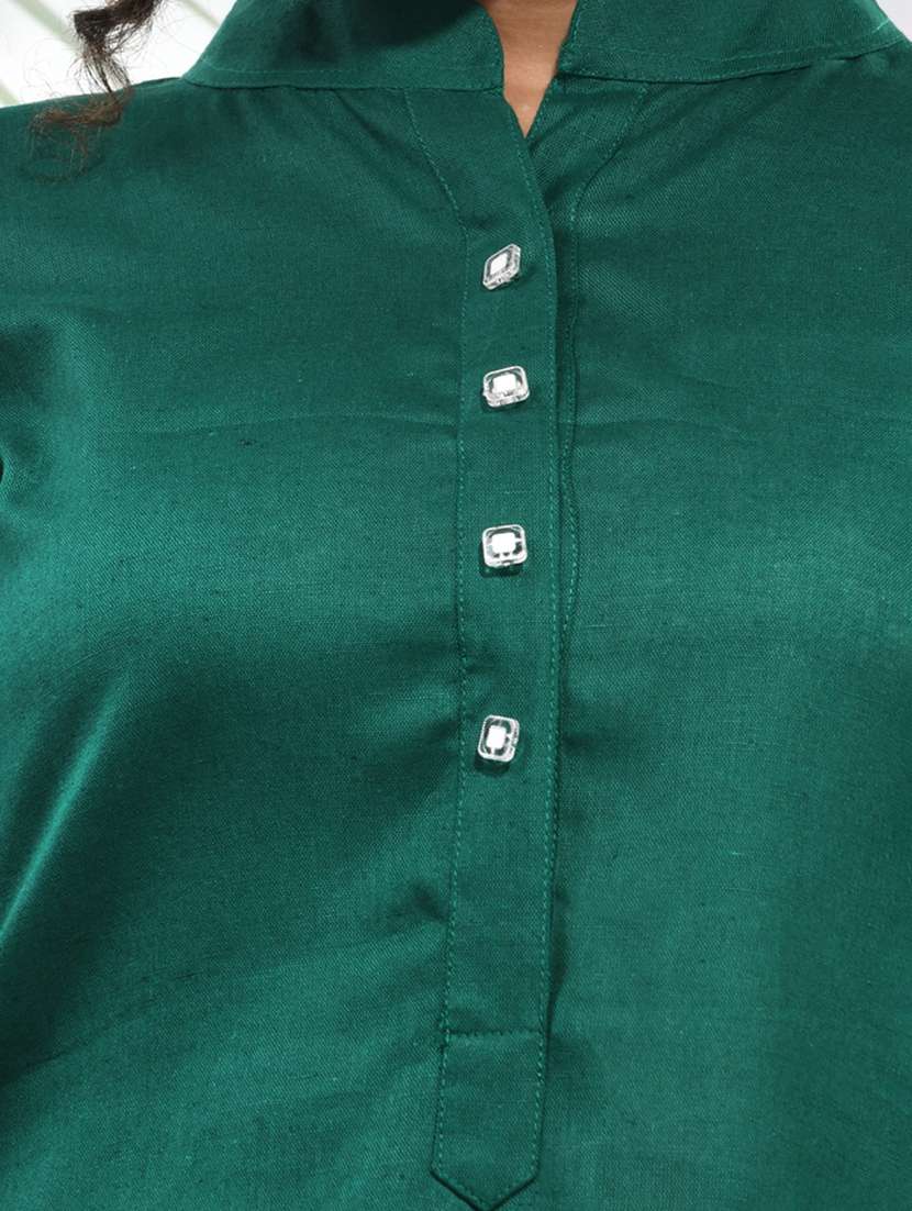 women solid color a-line kurta - 21157670 -  Standard Image - 5