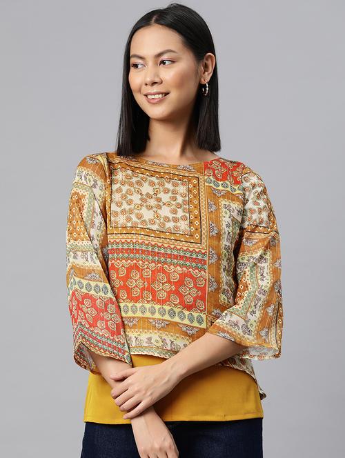women printed layered top - 21158050 - Standard Image - 0