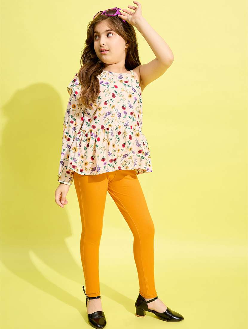 girls floral printed full length set