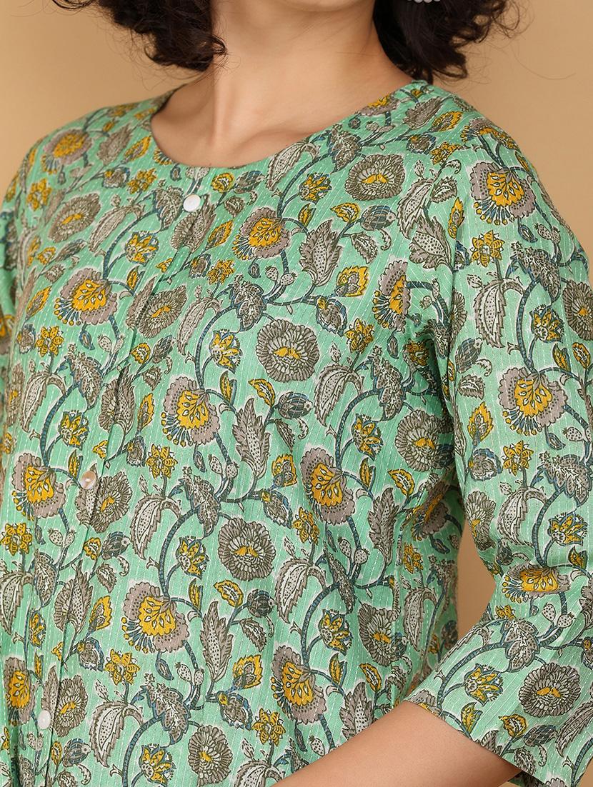 women three quarter sleeve straight kurta - 21158635 - Standard Image - 5