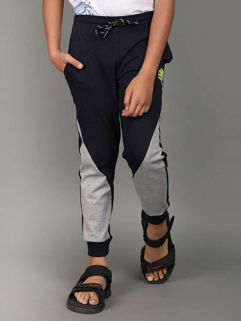 boys navy blue color block jogger