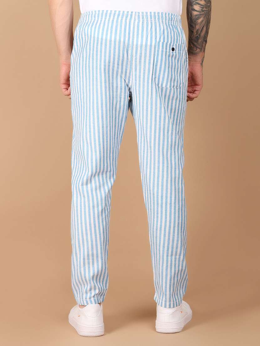 men mid rise striped flat front casual trouser - 21158967 -  Standard Image - 3