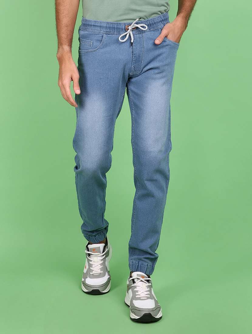 men solid mid rise jogger