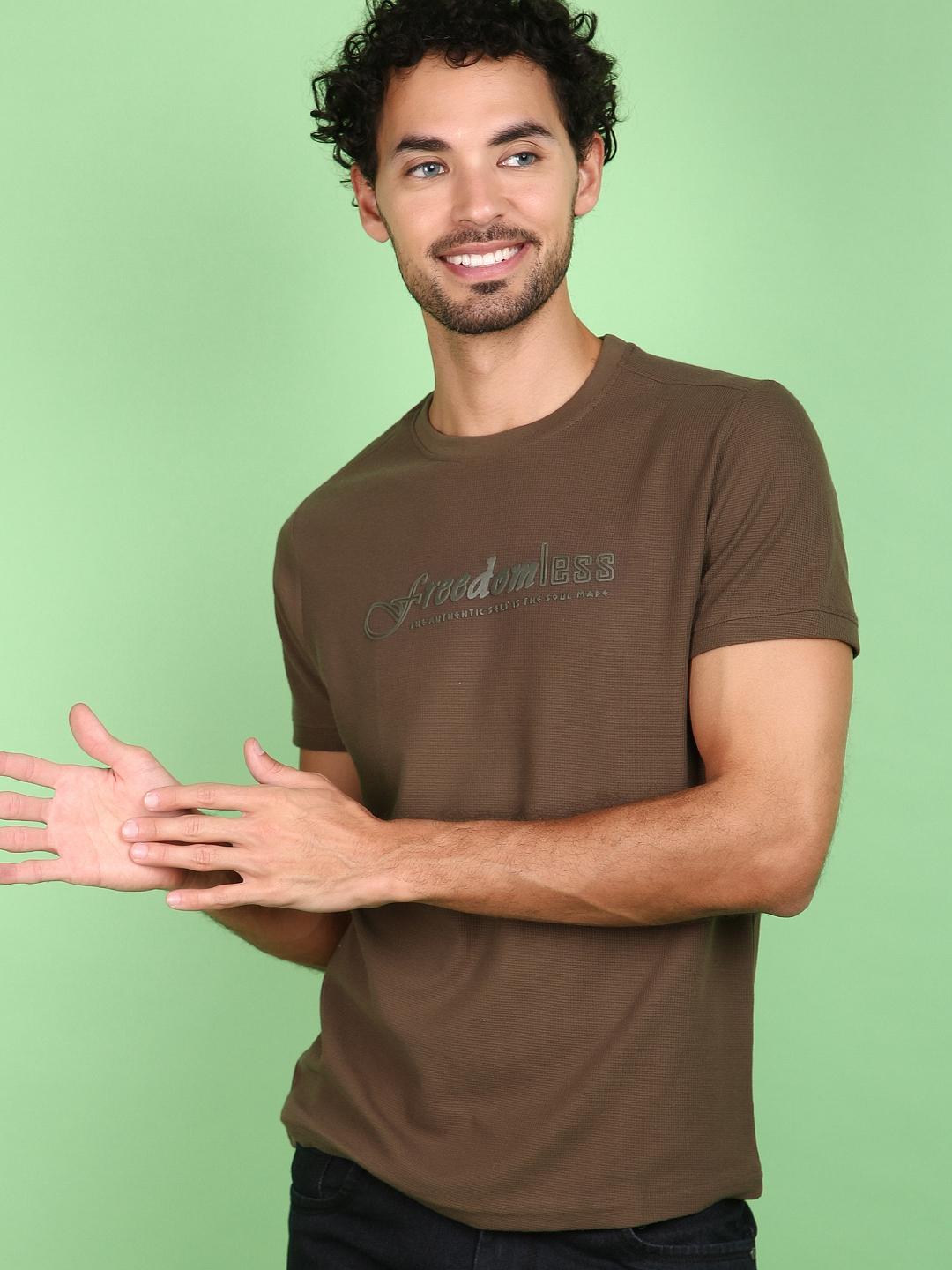 olive cotton front print tshirt - 21159638 - Standard Image - 3