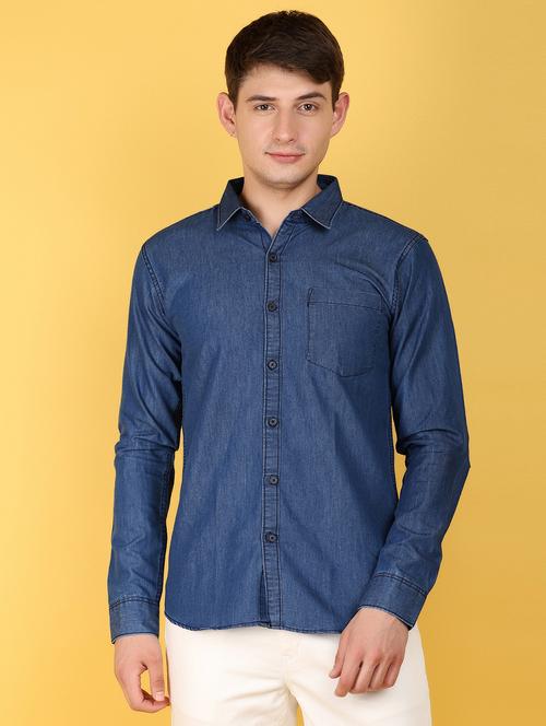 blue denim casual shirt - 21160272 - Standard Image - 0