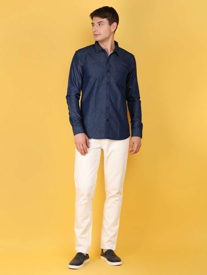 blue denim casual shirt - 21160273 -  Standard Image - 3