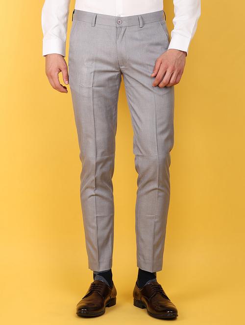 men mid rise cotton flat front formal trouser - 21160617 -  Standard Image - 0