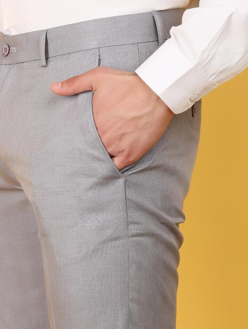 men mid rise cotton flat front formal trouser - 21160617 - Standard Image - 5