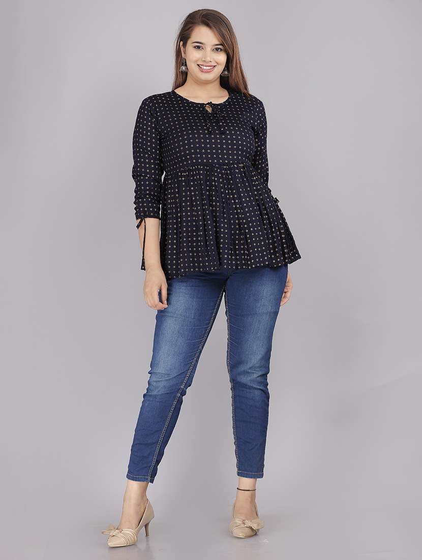 navy blue viscose straight kurti - 21161182 - Standard Image - 3