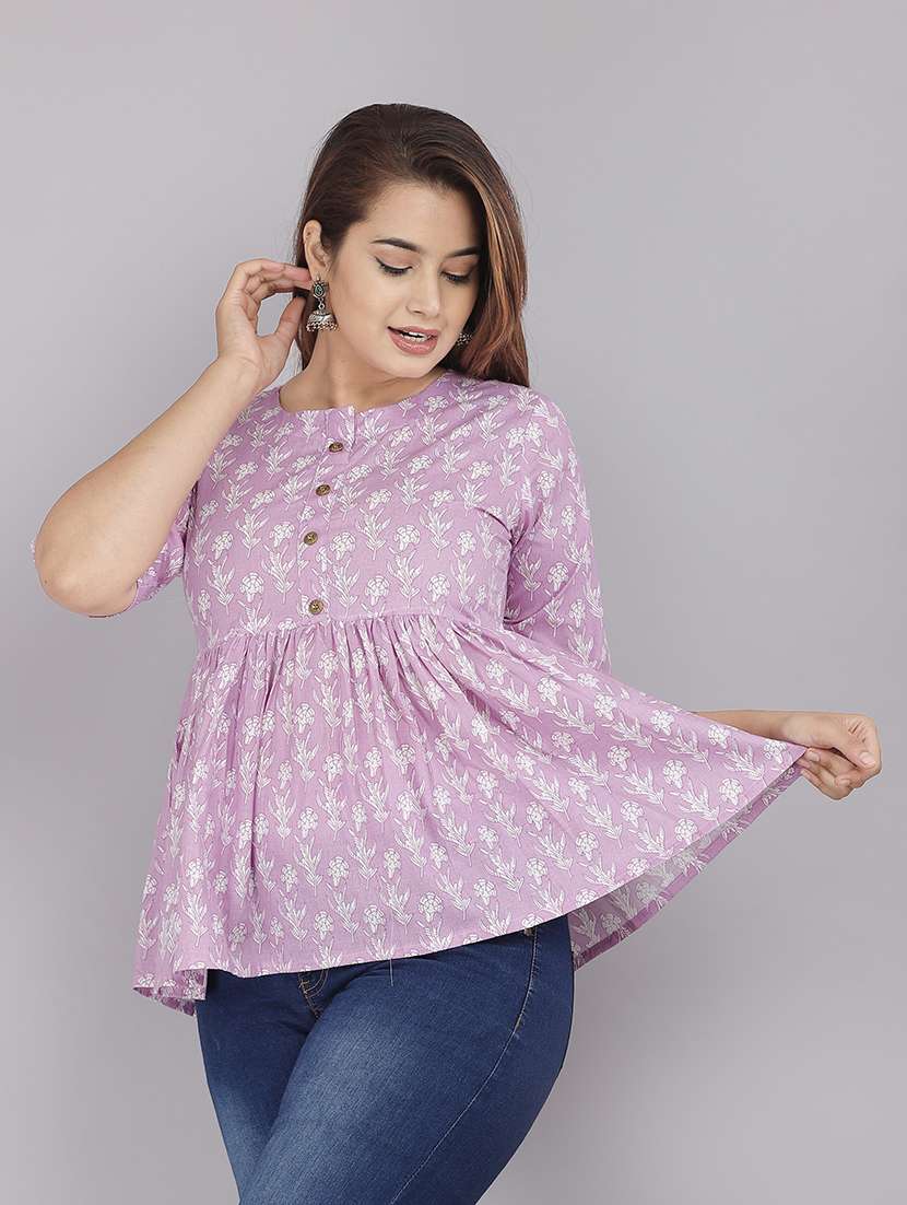 women printed regular a-line top - 21161188 - Zoom Image - 0