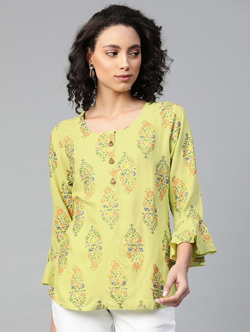 green viscose straight kurti