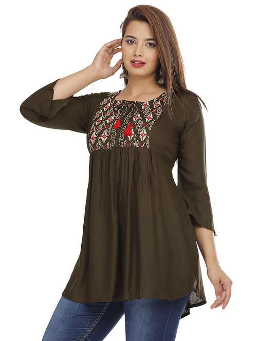 women embroidered a-line kurti - 21161227 - Standard Image - 0