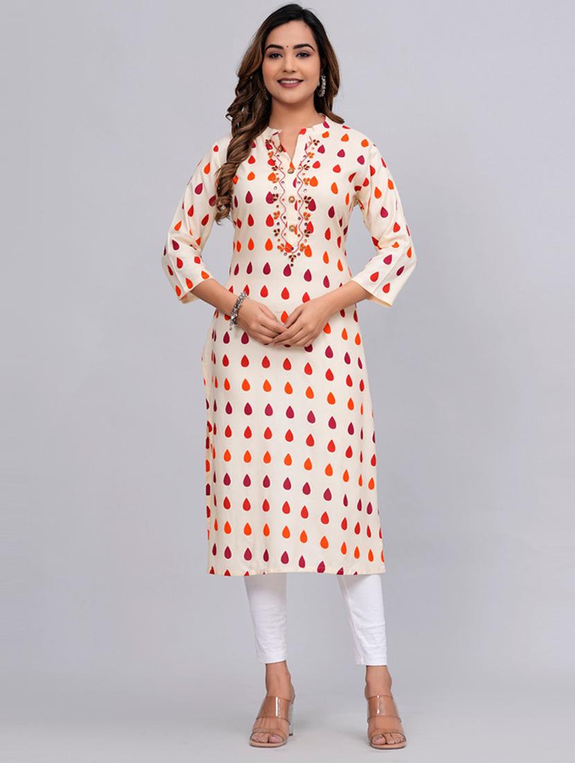 women three quarter sleeve straight kurta