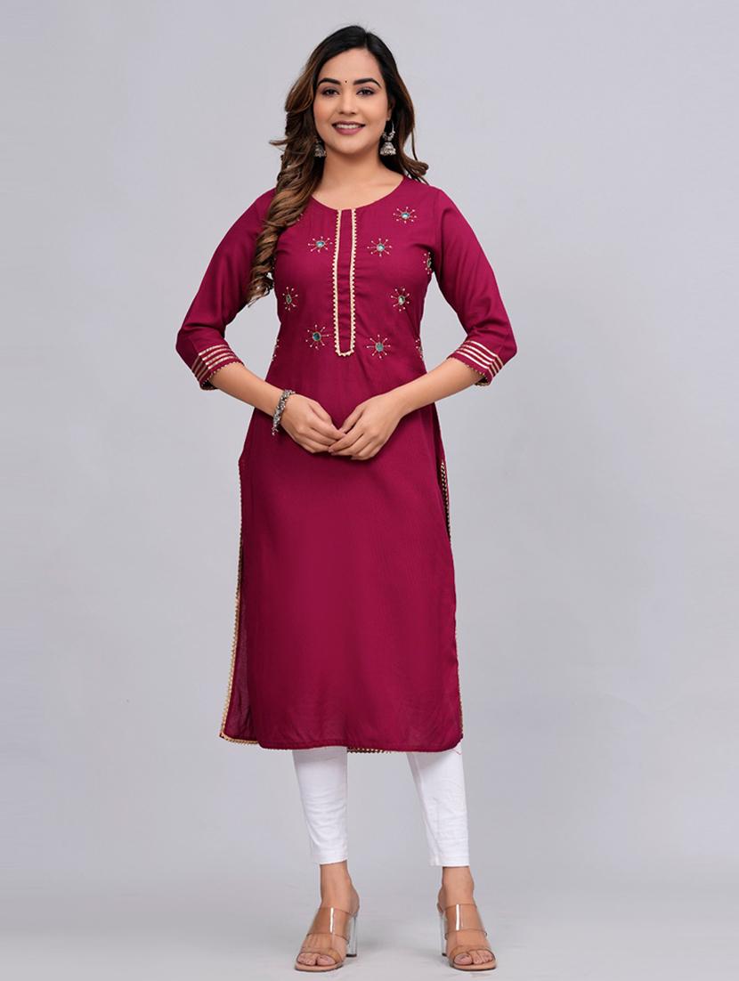 women three quarter sleeve straight kurta - 21161266 - Zoom Image - 0