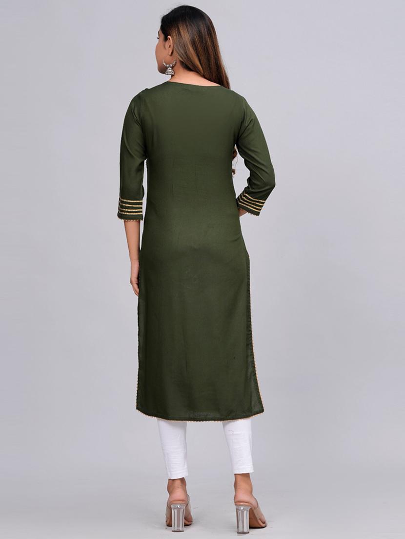 women three quarter sleeve straight kurta - 21161267 - Standard Image - 3