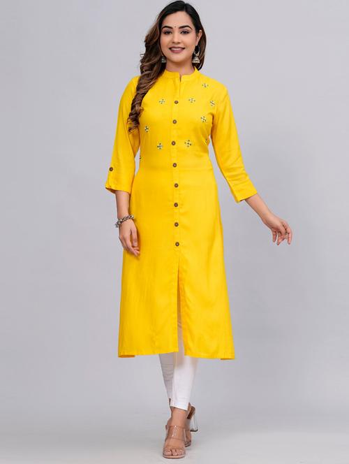 women three quarter sleeve a-line kurta - 21161272 - Standard Image - 0