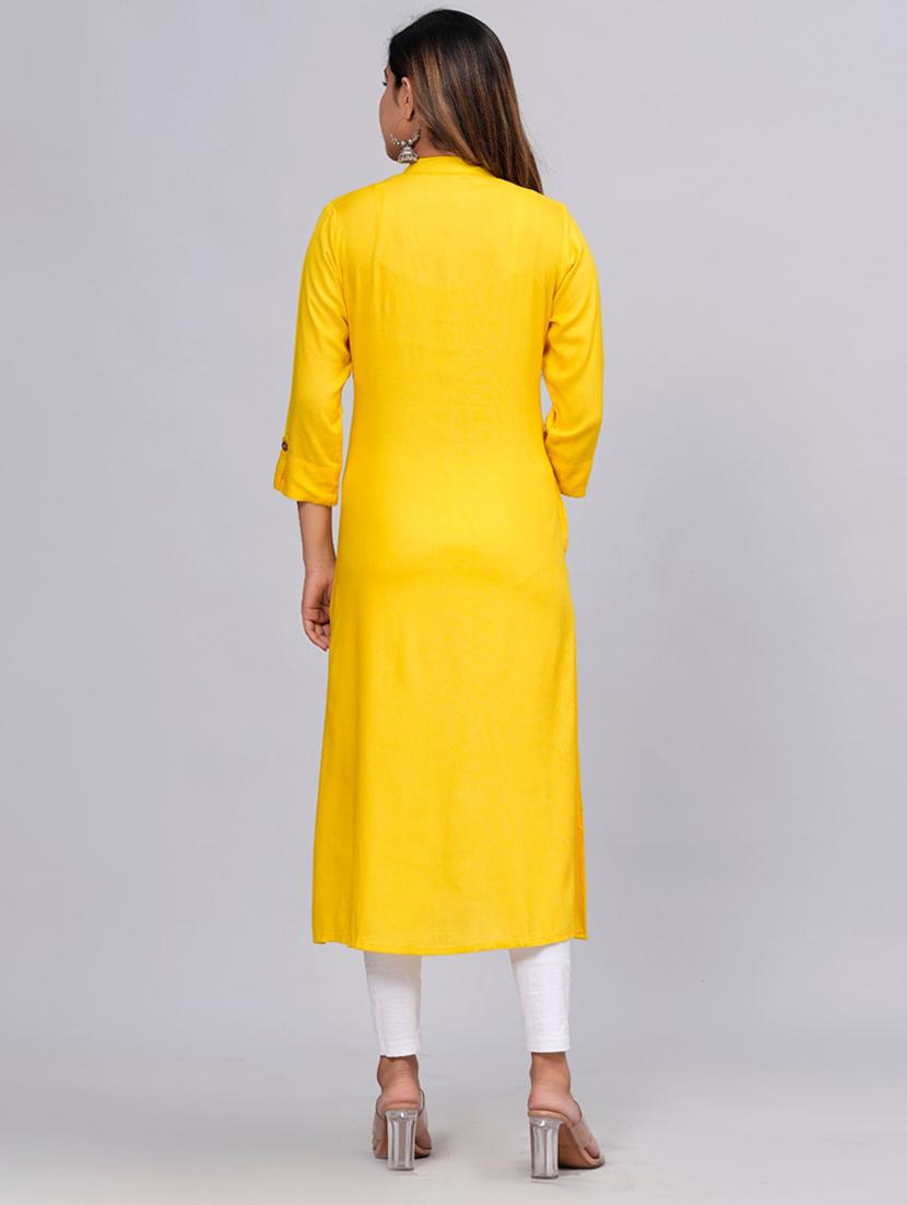 women three quarter sleeve a-line kurta - 21161272 - Standard Image - 3