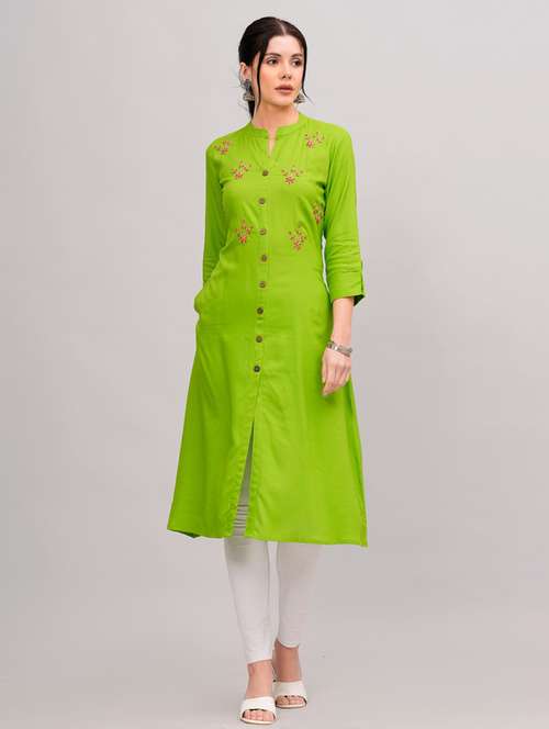 women three quarter sleeve a-line kurta - 21161273 -  Standard Image - 0
