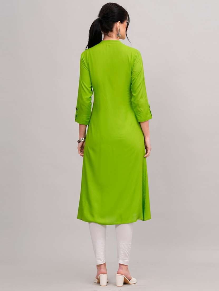 women three quarter sleeve a-line kurta - 21161273 - Standard Image - 3