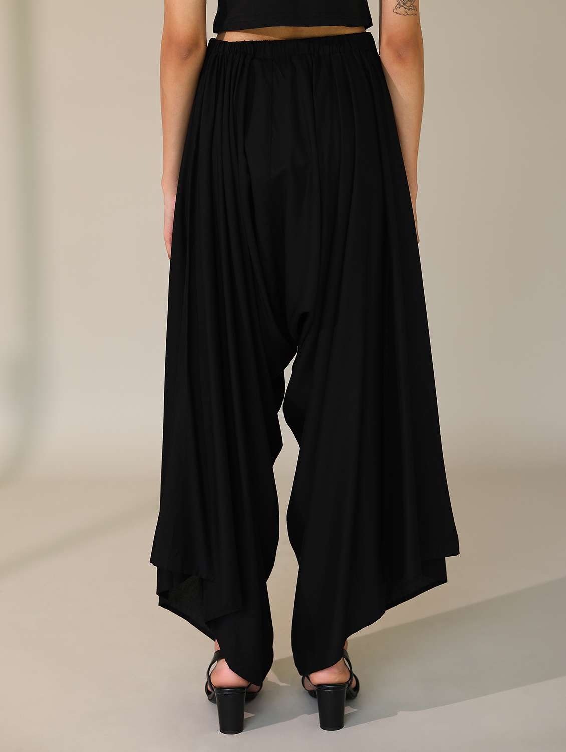 women solid high rise harem pant  - 21161297 -  Standard Image - 3