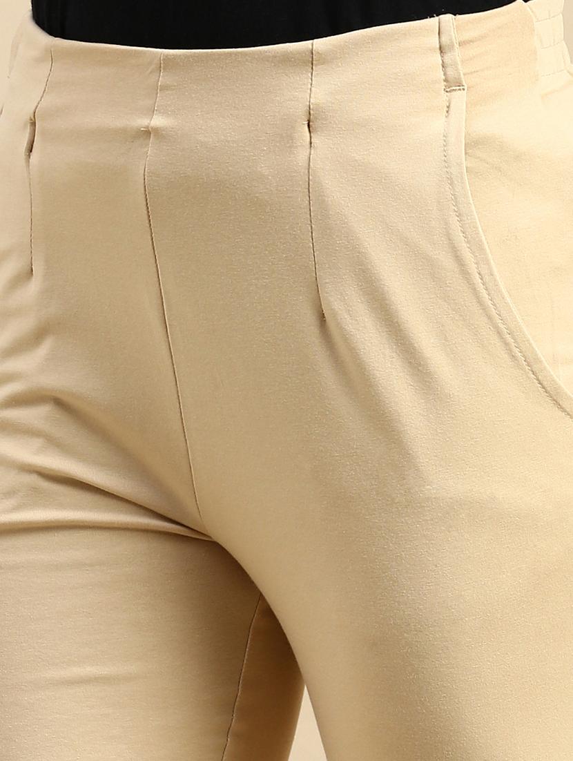 beige cotton flat front trouser - 21162013 - Standard Image - 5
