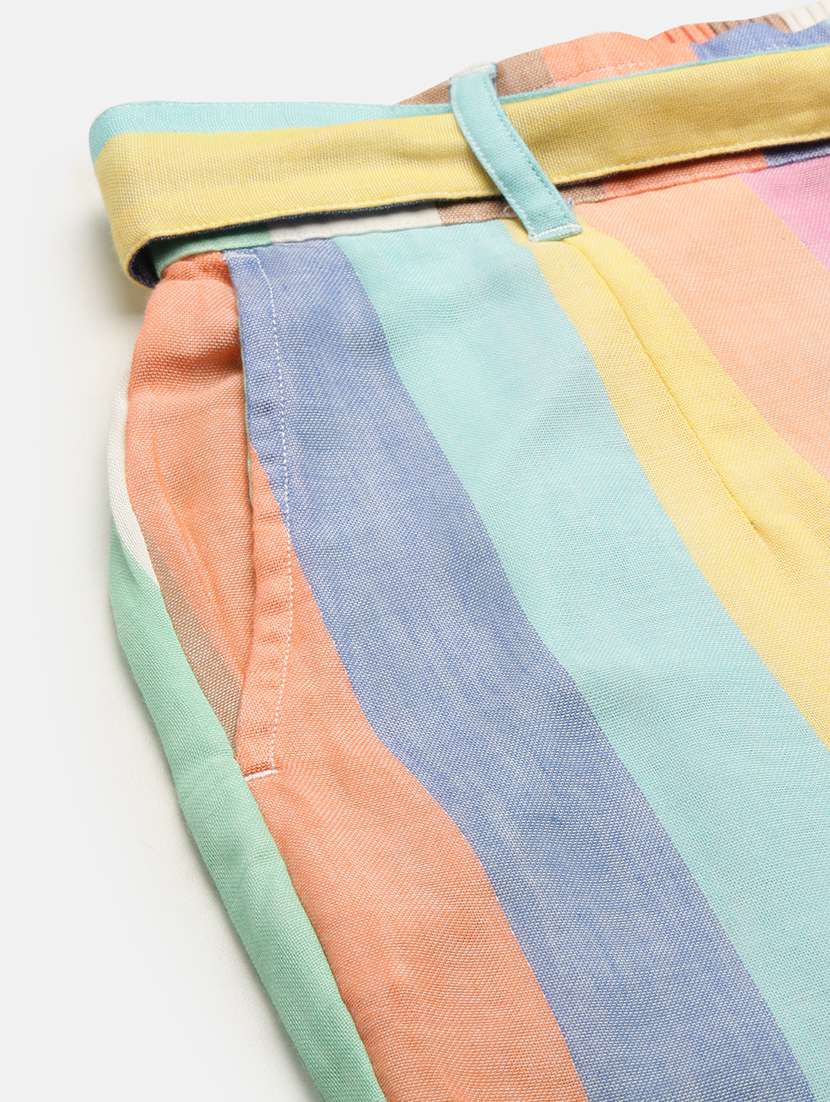 multi colored cotton wide leg trouser - 21162015 -  Standard Image - 5