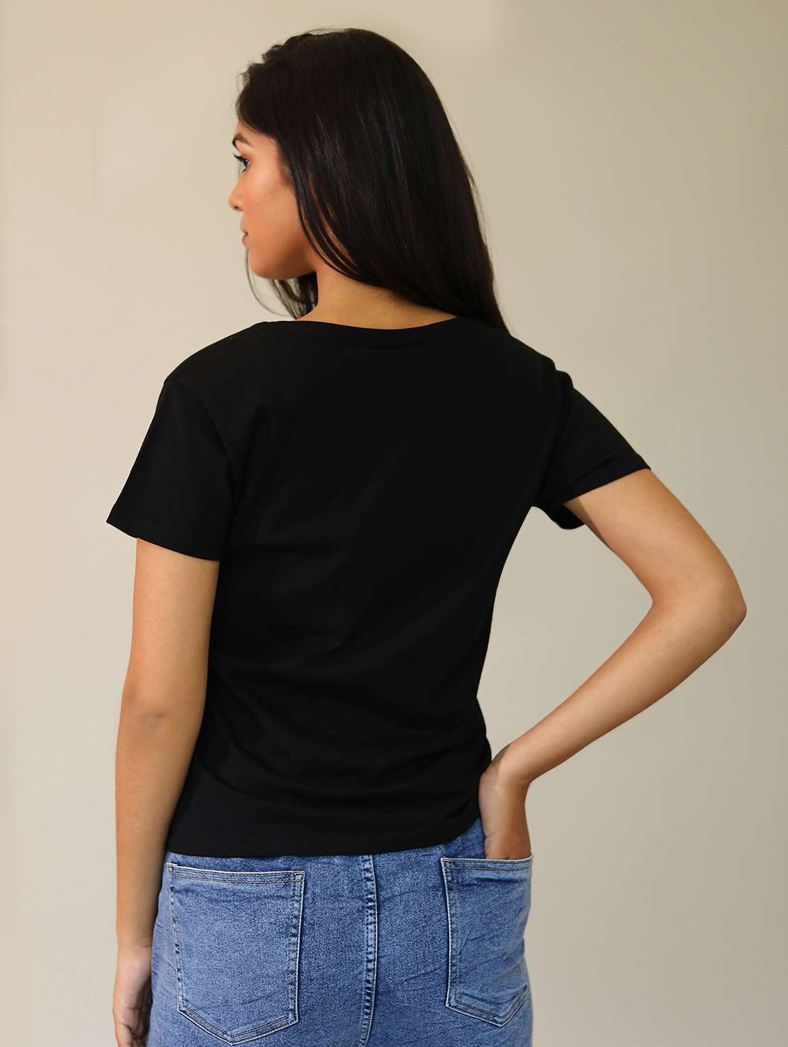 women solid short sleeves t-shirt - 21164619 -  Standard Image - 3