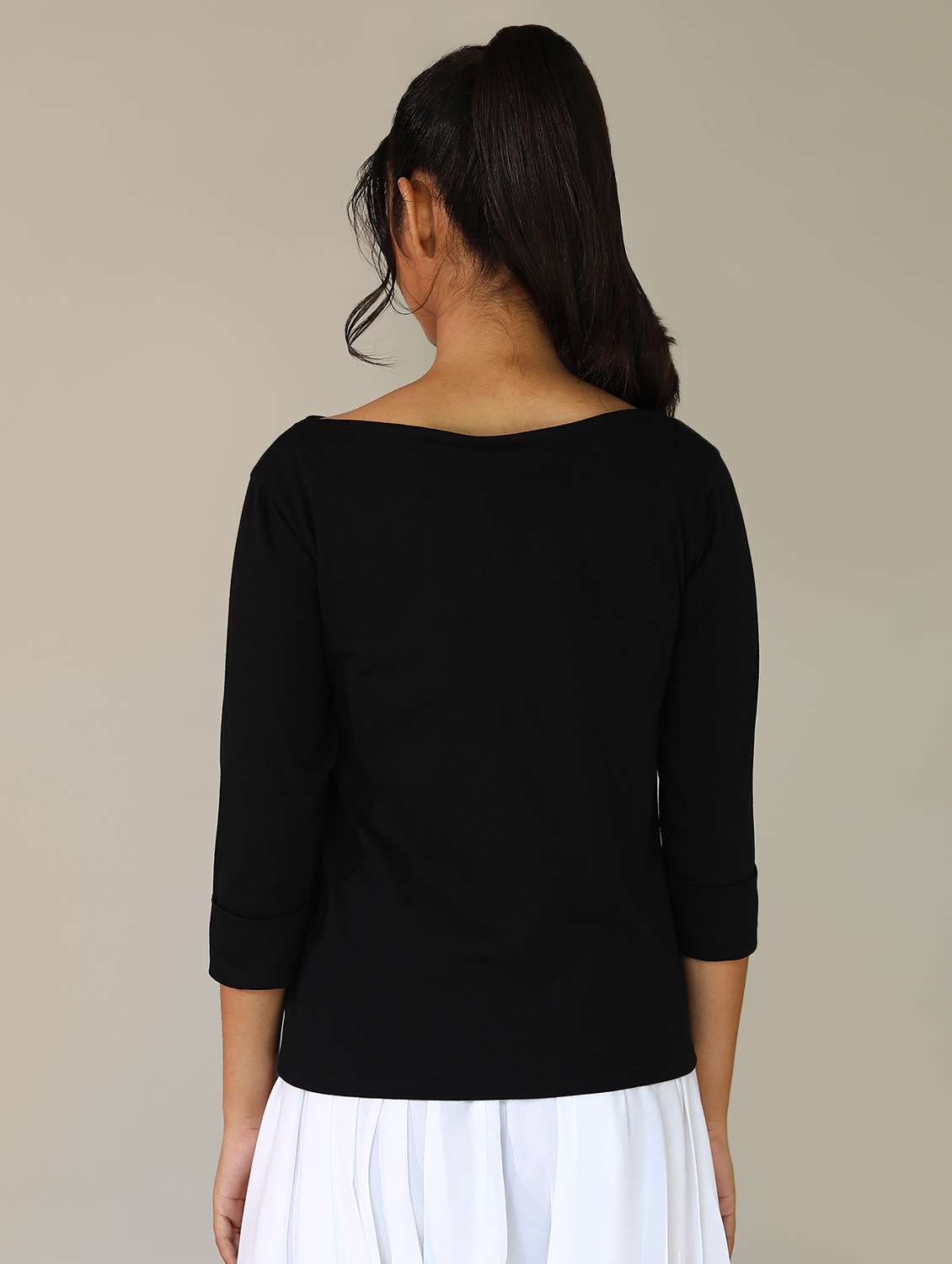 women solid three quarter sleeves t-shirt - 21164622 -  Standard Image - 5