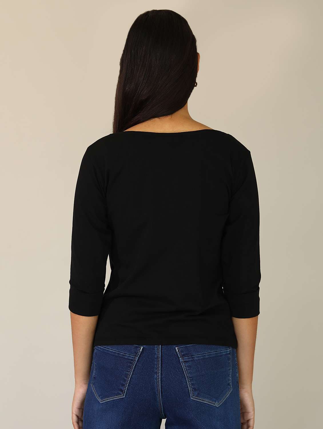 women solid cotton modal boat neck t-shirt - 21164632 -  Standard Image - 5