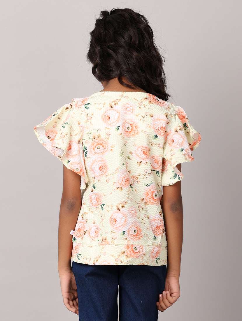 girls yellow floral printed top - 21166824 -  Standard Image - 3