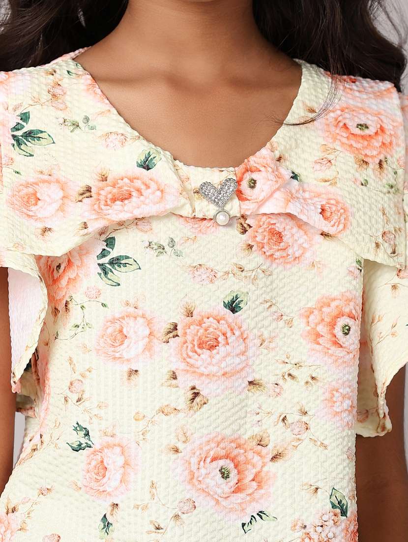 girls yellow floral printed top - 21166824 -  Standard Image - 5