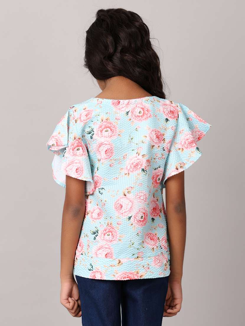 girls green floral printed top - 21166889 -  Standard Image - 3