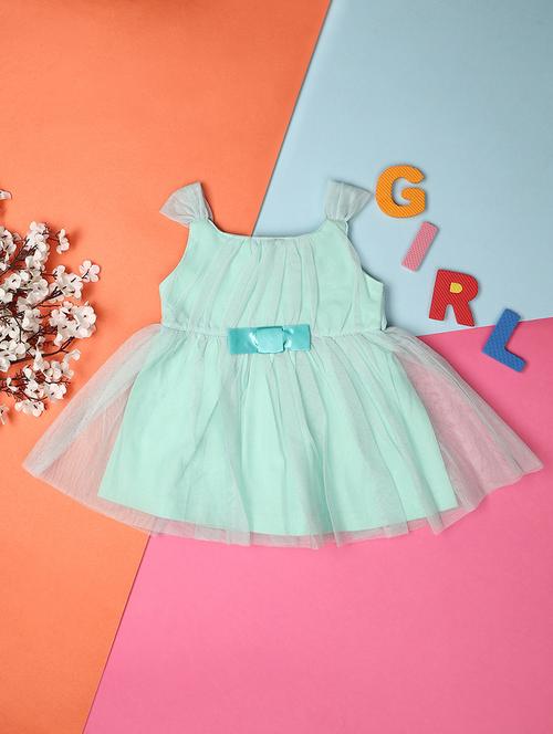 kids green polyester frock - 21166924 -  Standard Image - 0