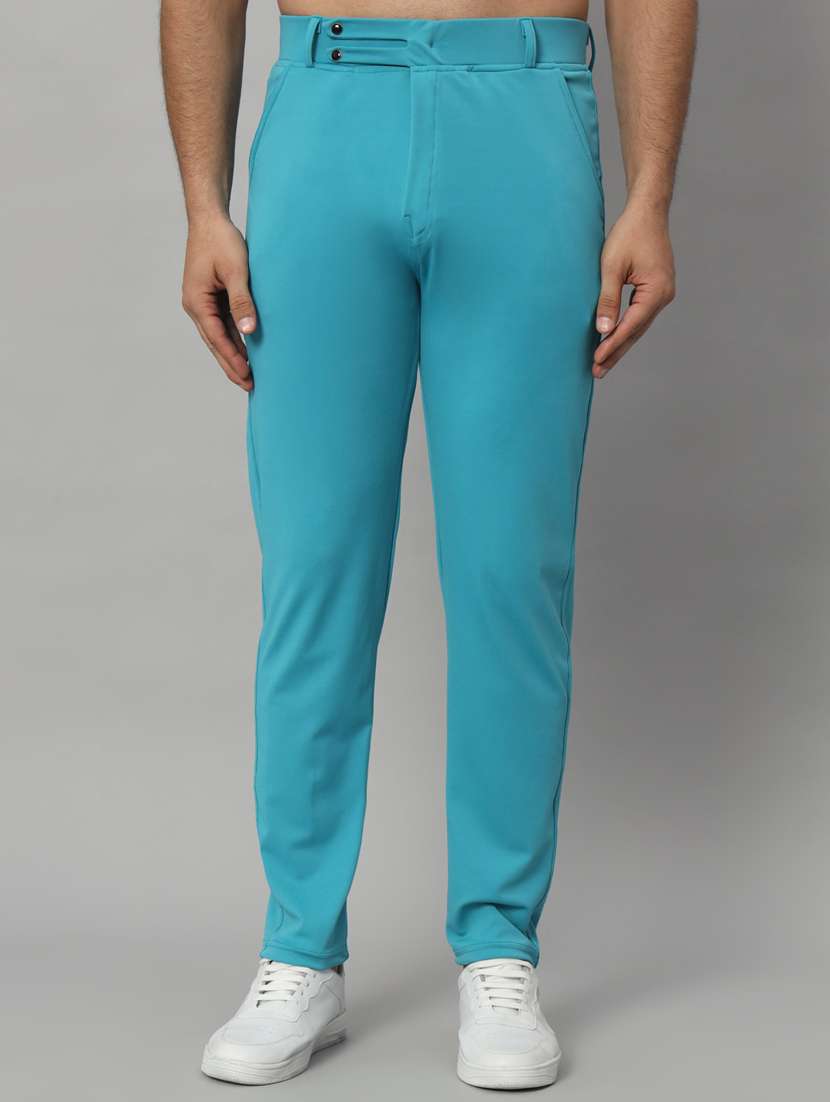 blue lycra tailored casual trouser - 21167277 - Zoom Image - 0