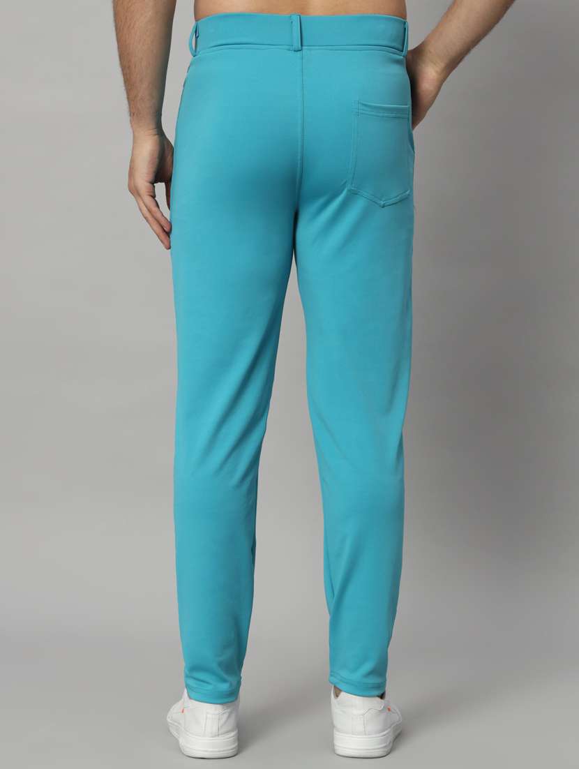 blue lycra tailored casual trouser - 21167277 - Standard Image - 3