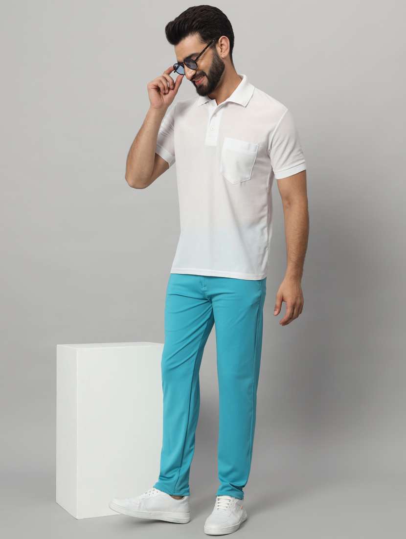 blue lycra tailored casual trouser - 21167277 - Standard Image - 5