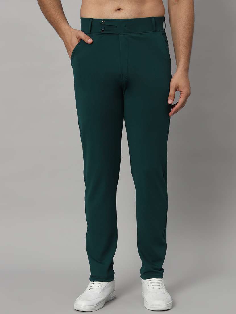 green lycra tailored casual trouser