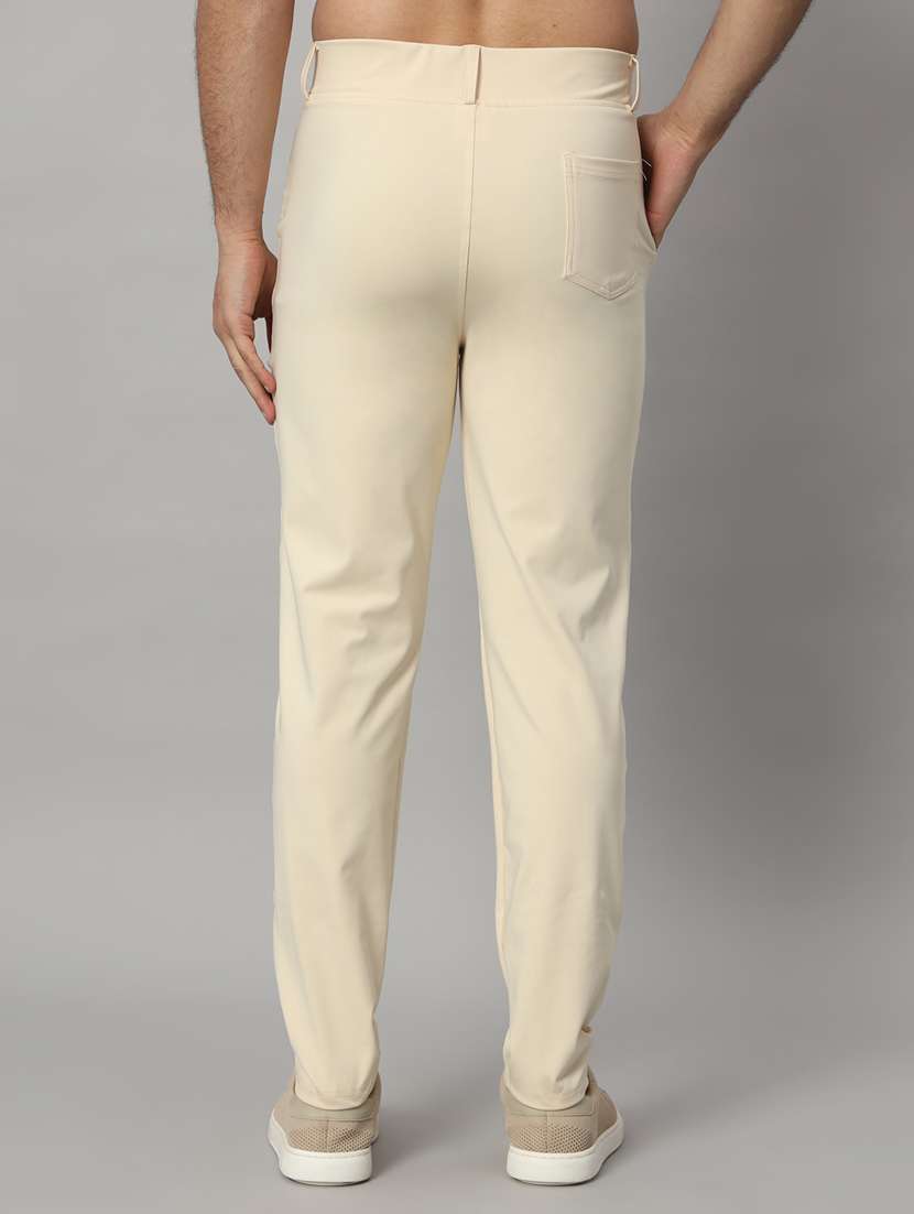 beige lycra tailored casual trouser - 21167285 -  Standard Image - 3