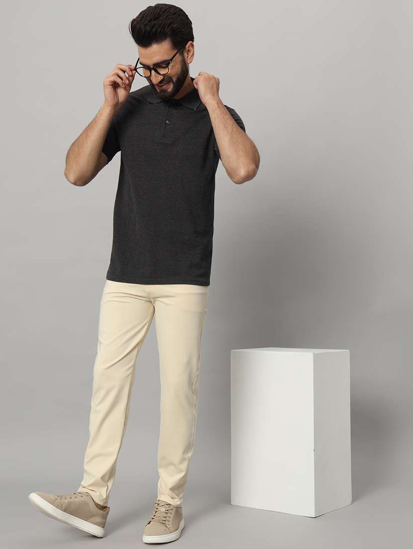 beige lycra tailored casual trouser - 21167285 -  Standard Image - 5