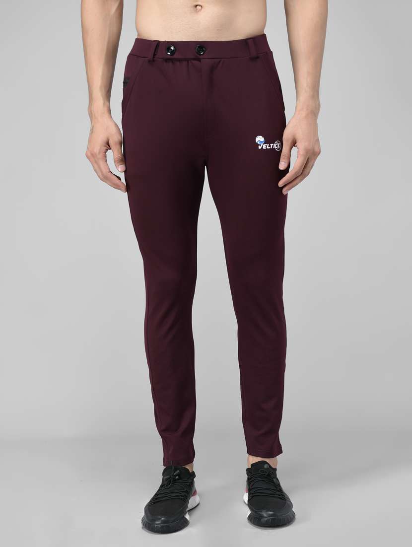 men solid lycra ankle length track pant