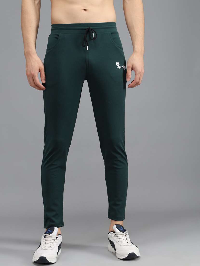 solid green ankle length track pant