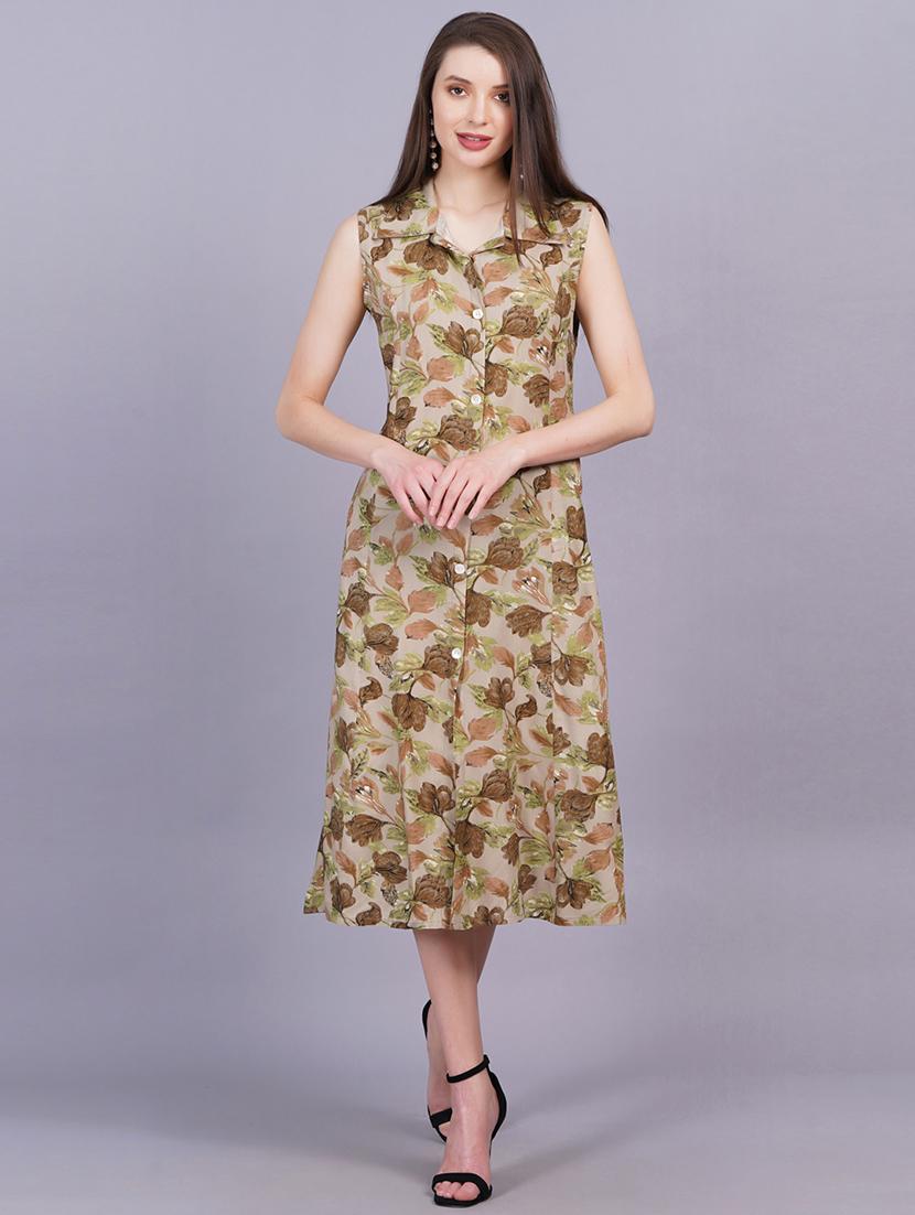 brown rayon a-line kurta - 21167391 -  Zoom Image - 0
