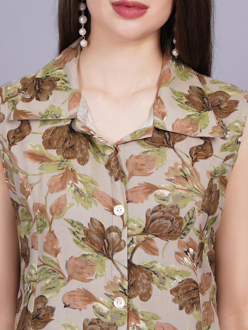 brown rayon a-line kurta - 21167391 - Standard Image - 5