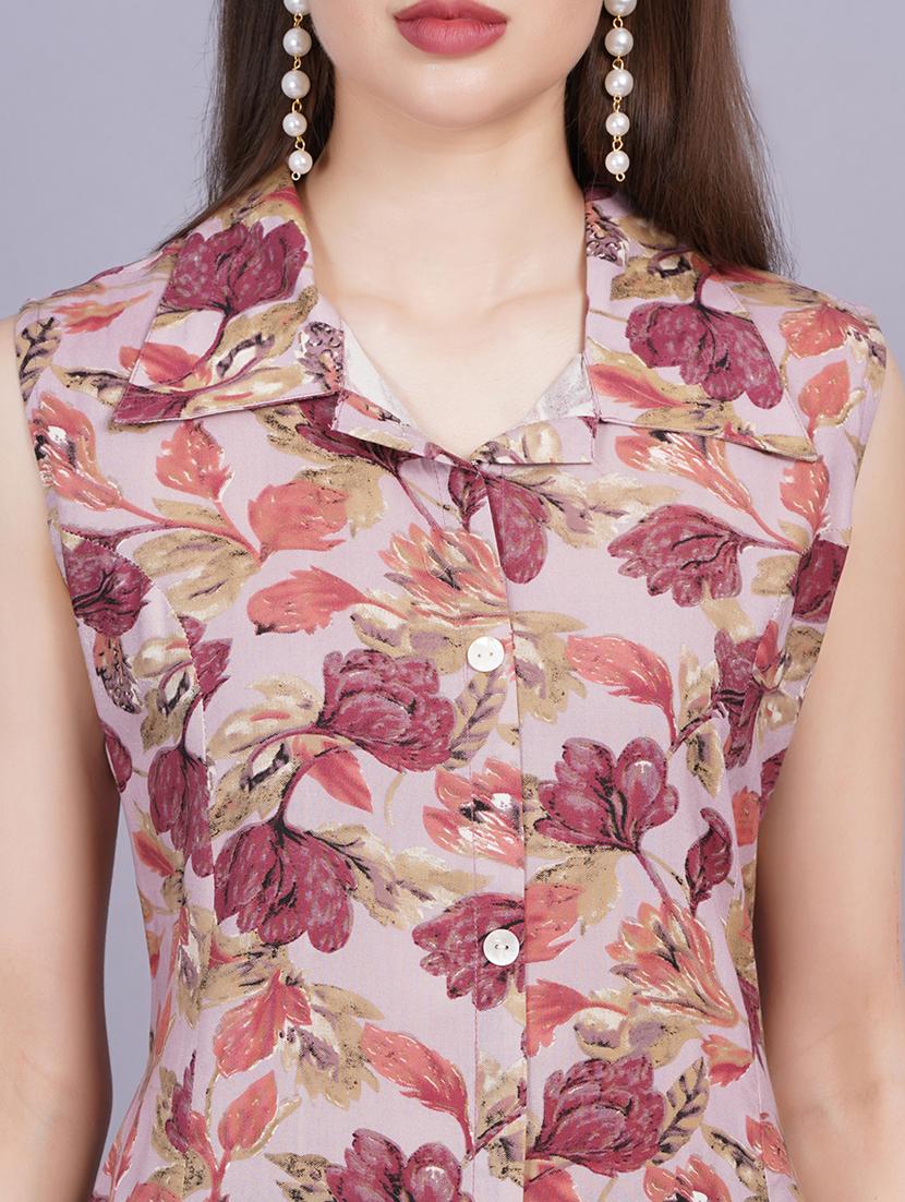 pink rayon a-line kurta - 21167393 - Standard Image - 5