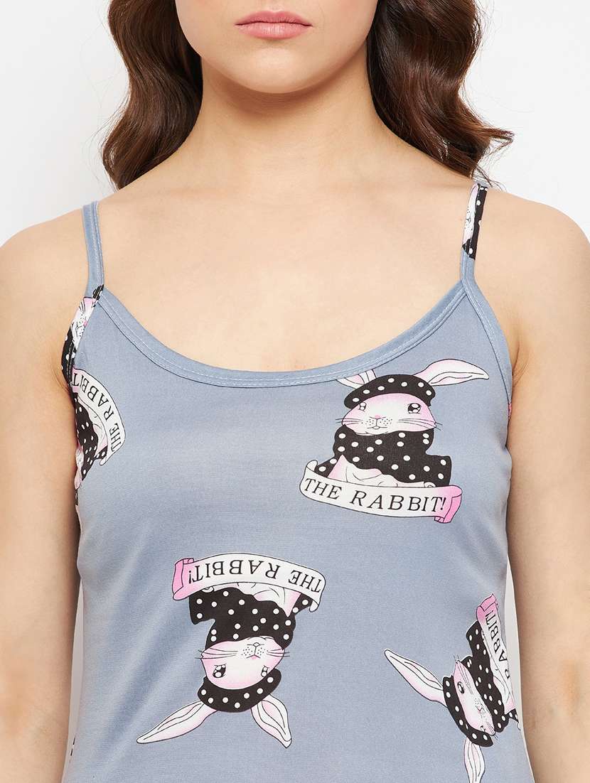 grey printed viscose sleepshirt - 21167400 -  Standard Image - 5