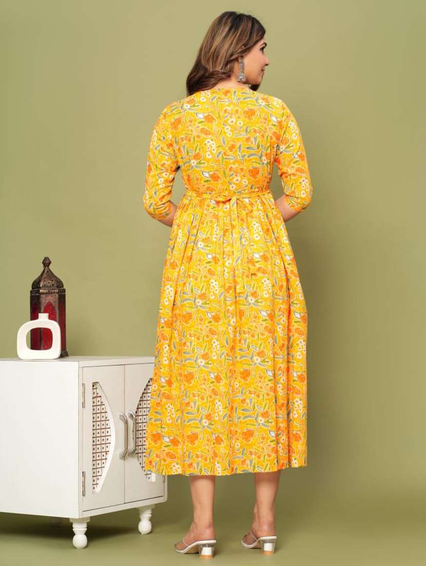 women yellow round neck maternity wear dress - 21167586 -  Standard Image - 3