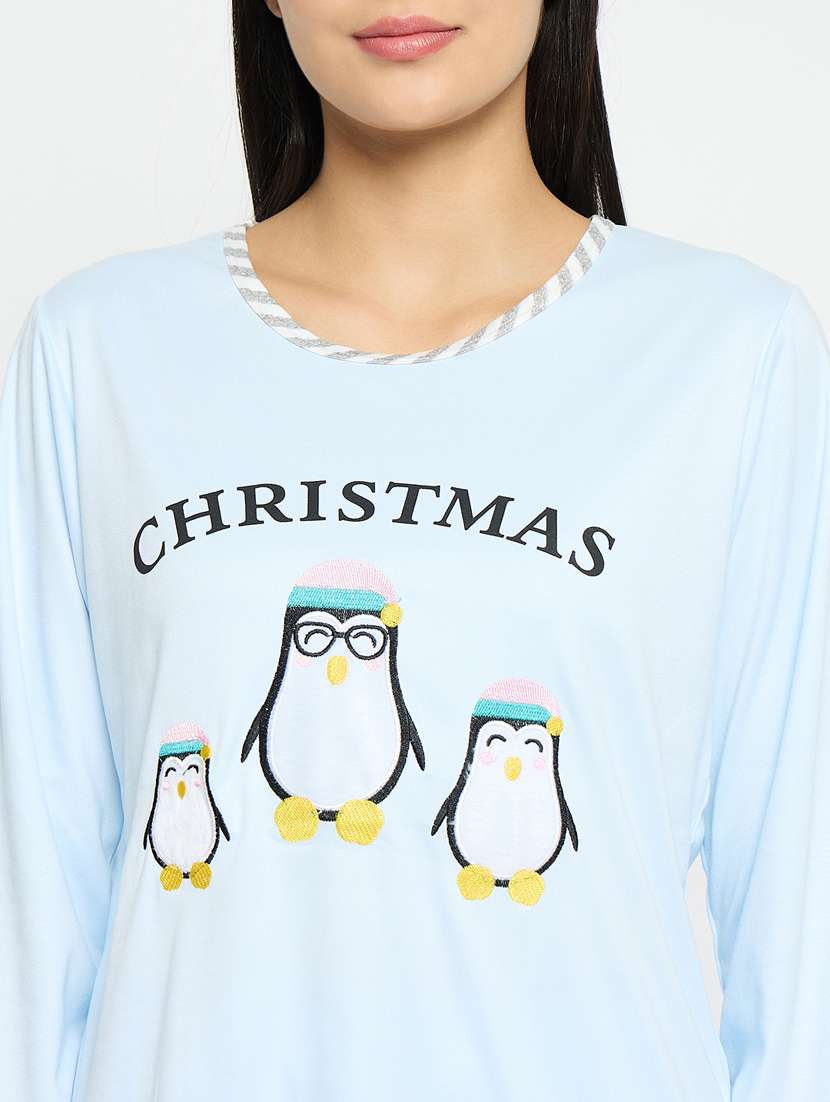 light blue printed viscose pyjama set  - 21167753 -  Standard Image - 5